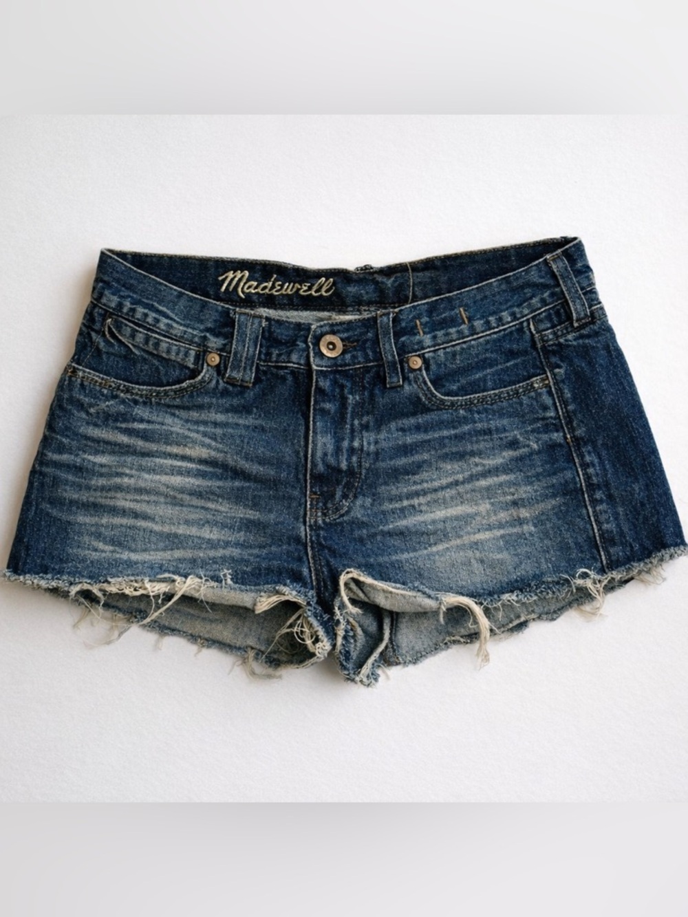 Madewell Cutoff Denim Shorts 26  Frayed Low Rise Y2K Festival Coastal Cowgirl